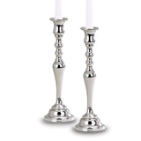Hampton Pair of 12.5 Inch Nickel-plated Candlesticks