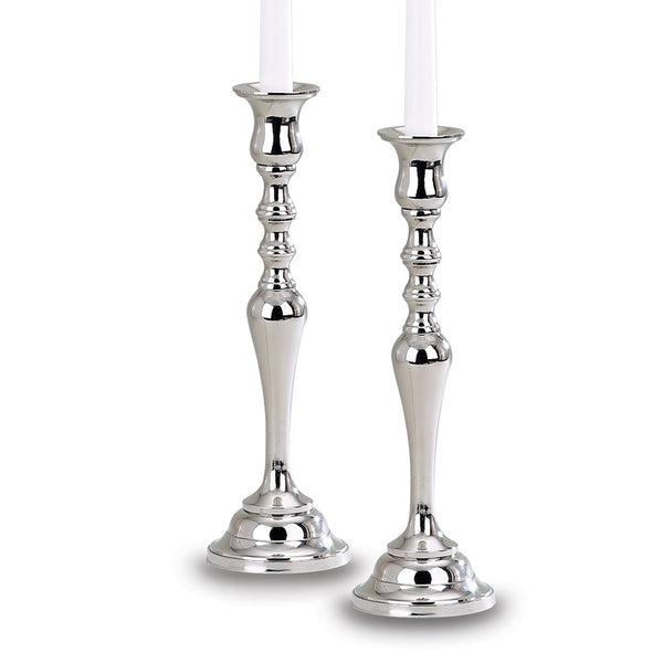 Hampton Pair of 12.5 Inch Nickel-plated Candlesticks