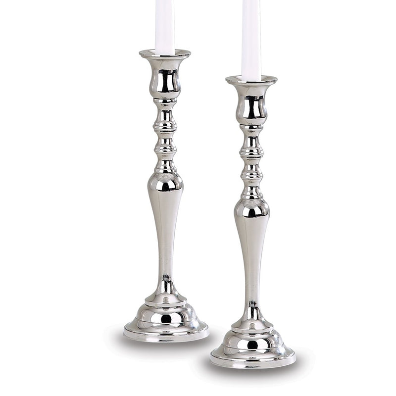 Hampton Pair of 12.5 Inch Nickel-plated Candlesticks