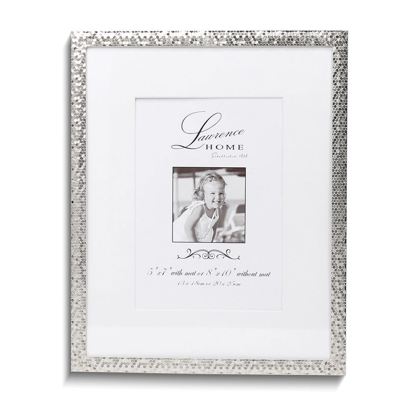 8x10 Silver Shimmer Metal Matted for 5x7 Picture Frame