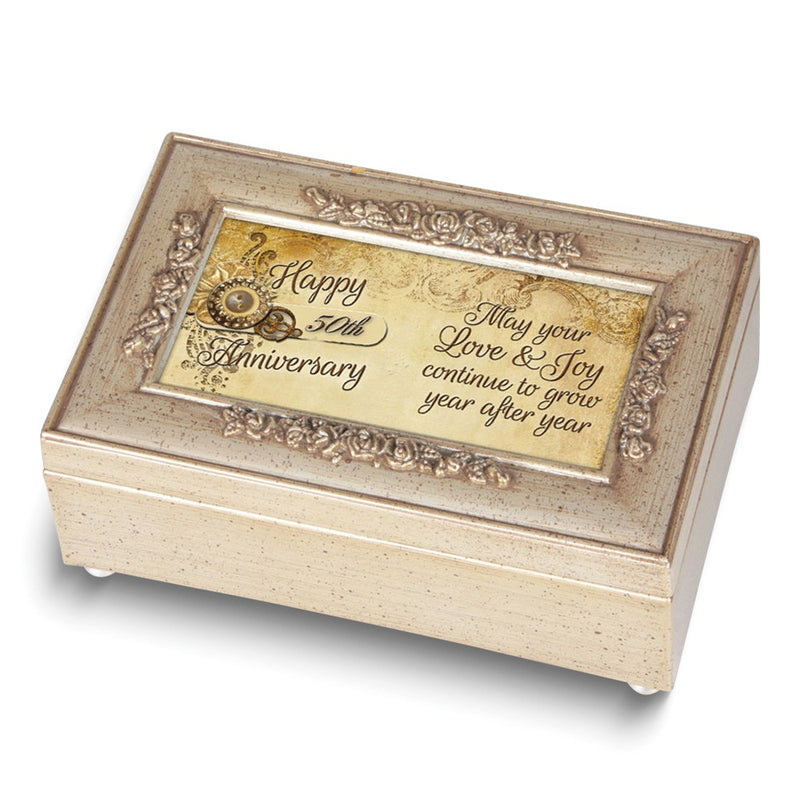 HAPPY 50th ANNIVERSARY Ivory Resin Music Box: YOU LIGHT UP MY LIFE