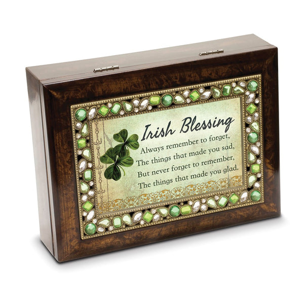 Emerald Faux Jewel IRISH BLESSING 6x4 Resin Music Box: When Irish Eyes Are Smiling