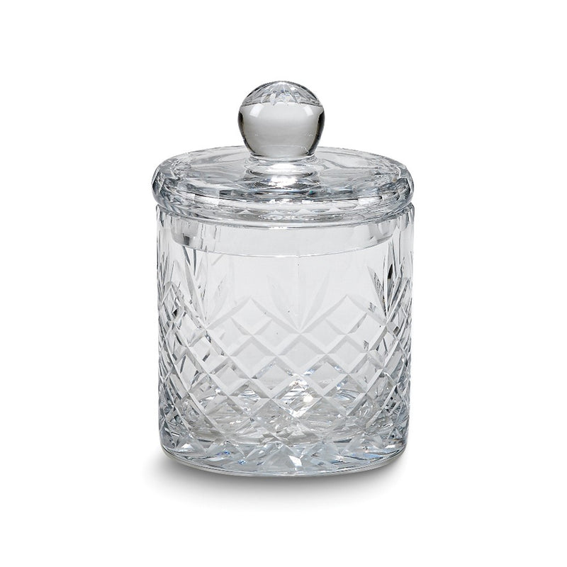 Lead-free Optic Crystal 5inch Medallion II Jar with Lid with Uncut Side for Etching