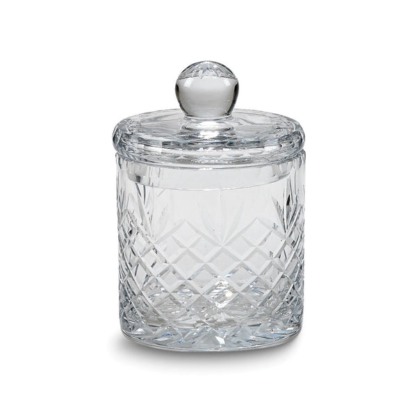 Lead-free Optic Crystal 6.5inch Medallion II Jar with Lid with Uncut Side for Etching