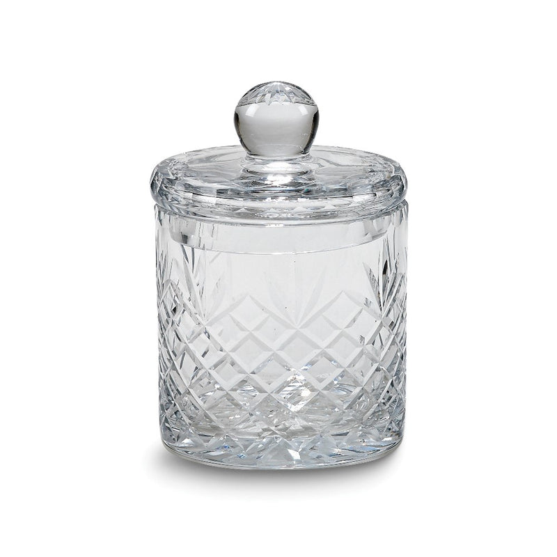 Lead-free Optic Crystal 6.5inch Medallion II Jar with Lid with Uncut Side for Etching