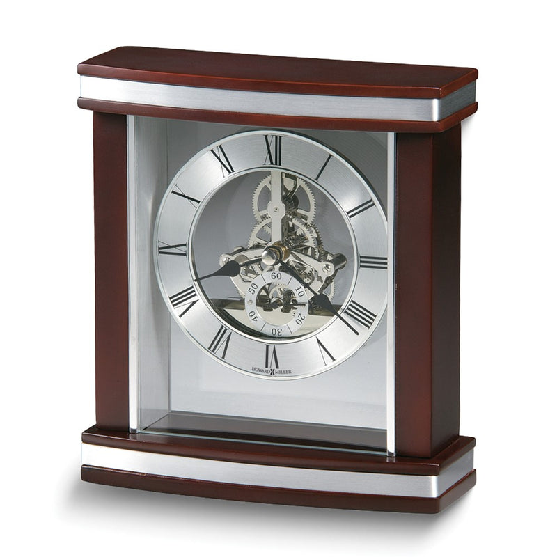 Howard Miller Templeton Rosewood Silver-tone Finish and Glass Skeleton Dial Quartz Table Clock