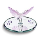 Glass Baron Lavender Butterfly with Crystals Handcrafted Glass Figurine