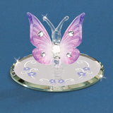 Glass Baron Lavender Butterfly with Crystals Handcrafted Glass Figurine