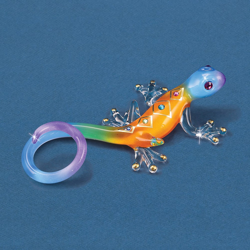Glass Baron Desert Diamond Gecko Handcrafted Glass Figurine