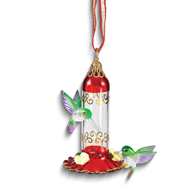 Glass Baron Hummingbird Feeder Handcrafted Glass Ornament