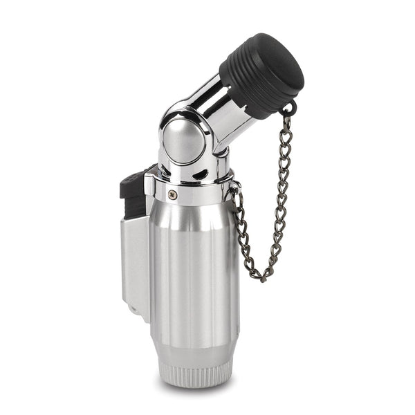 Vertigo Intimidator Brushed and Polished Chrome Quad Red Flame Table Torch Lighter