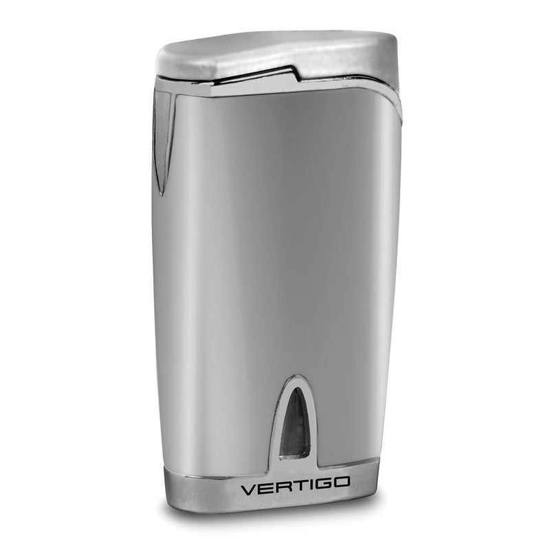 Vertigo Twister Brushed Chrome Quad Flame Torch Lighter with Fold-out Cigar Punch