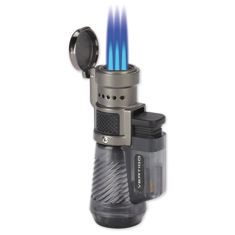 Vertigo Cyclone Charcoal and Brushed Chrome Triple Flame Torch Lighter