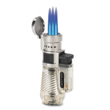 Vertigo Cyclone Clear and Brushed Chrome Triple Flame Torch Lighter