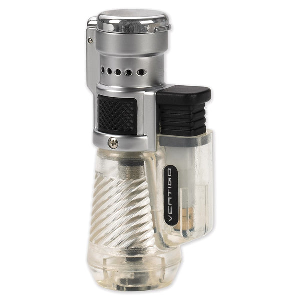 Vertigo Cyclone Clear and Brushed Chrome Triple Flame Torch Lighter