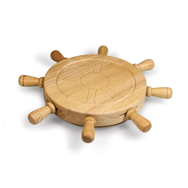 Mariner Rubberwood Board with Stainless Steel Cheese Tools Stored Inside