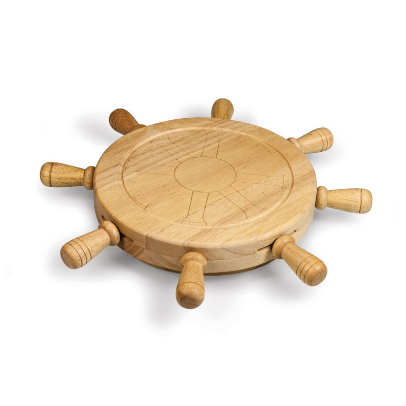 Mariner Rubberwood Board with Stainless Steel Cheese Tools Stored Inside