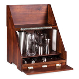 Madison Cherry Finish Wood Tabletop Bar w/Stainless Steel Tools, Glass Ice Bucket and Mixing Glass, Marble Cutting Board
