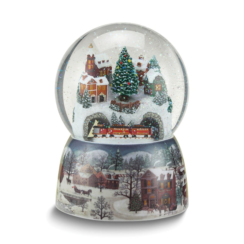 Glitterdome Musical (Plays Through The Woods) Moving Train Water Globe