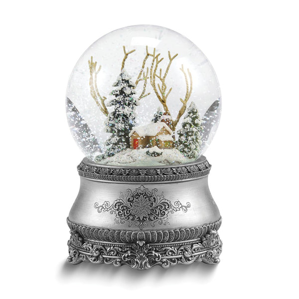 Glitterdome Musical (Plays I'll Be Home For Christmas) Cottage Water Globe