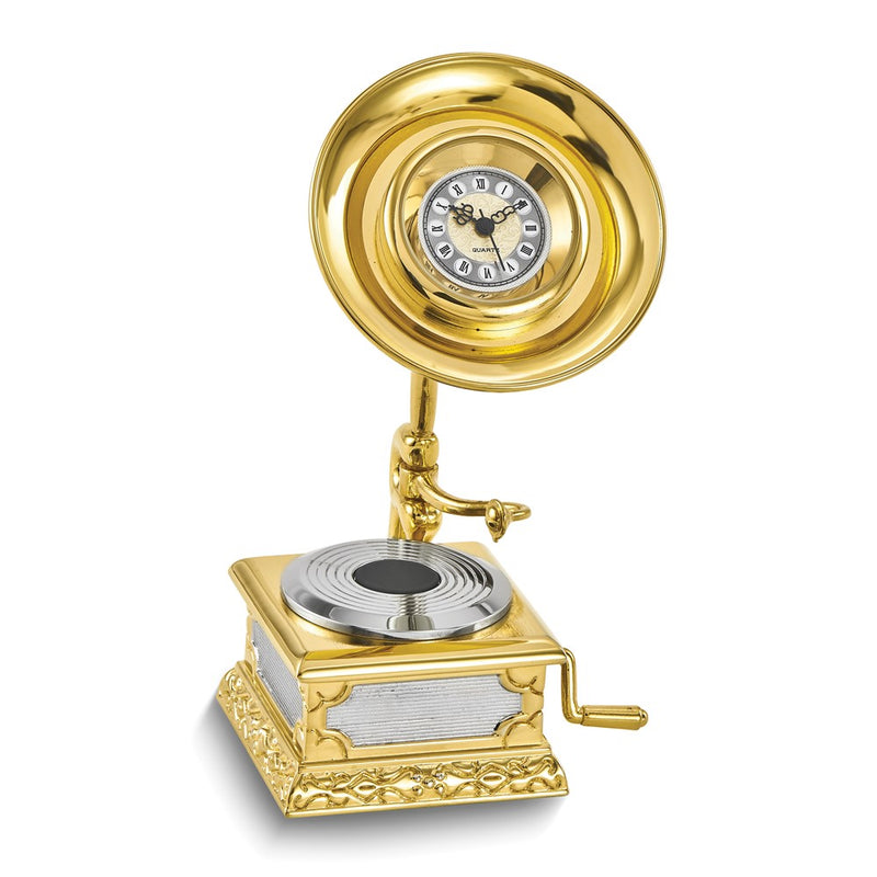 Gold-tone Mini Gramophone Desk Clock