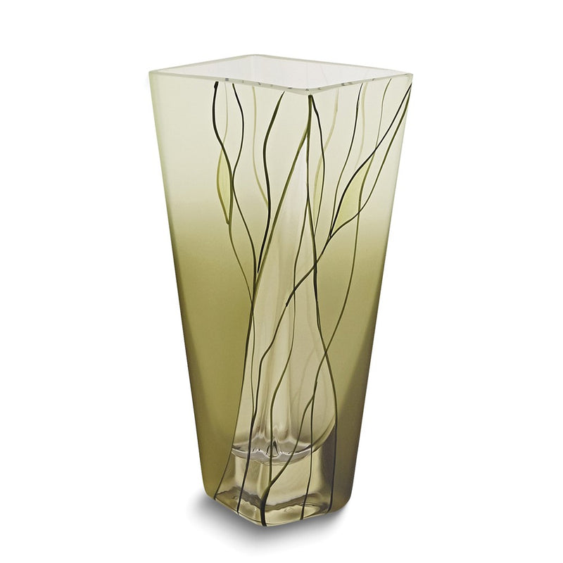 Badash Evergreen Handcrafted Crystal Square Vase