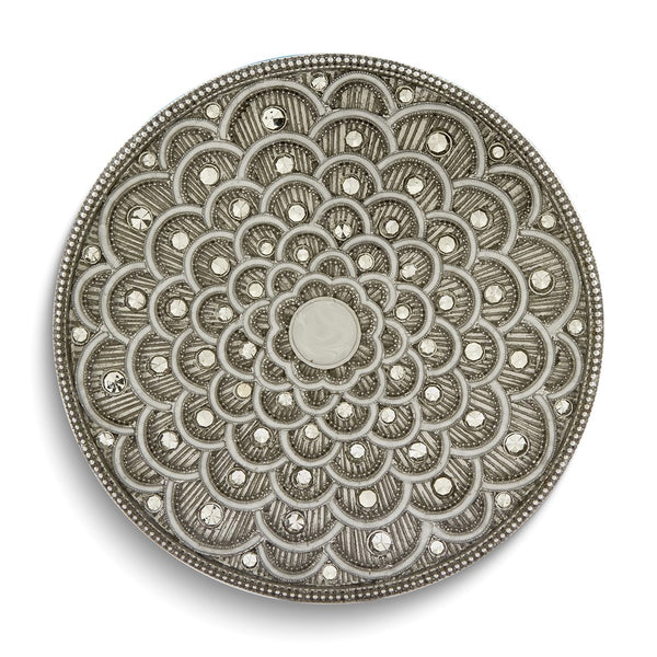 Silver-tone Enameled and Crystal Embellished Wine Coaster