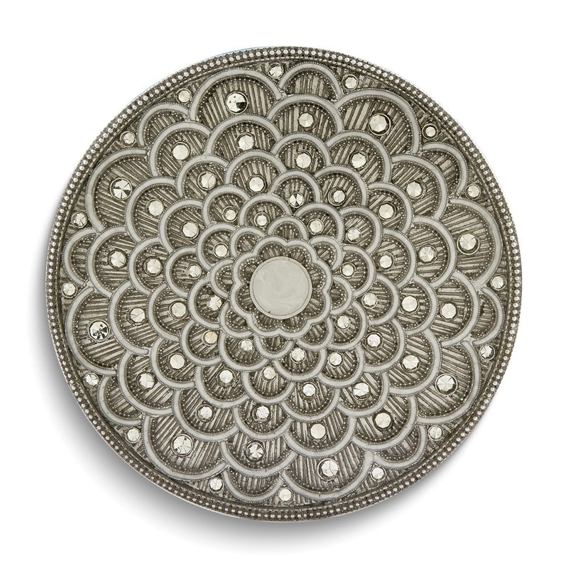 Silver-tone Enameled and Crystal Embellished Wine Coaster