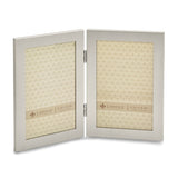 Satin Aluminum Portrait Hinged 4 x 6 Double Photo Frame