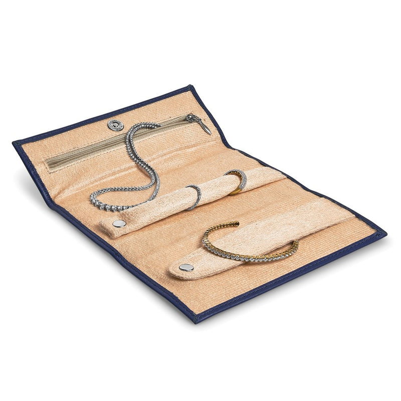 Blue Leather Slim Jewelry Wallet