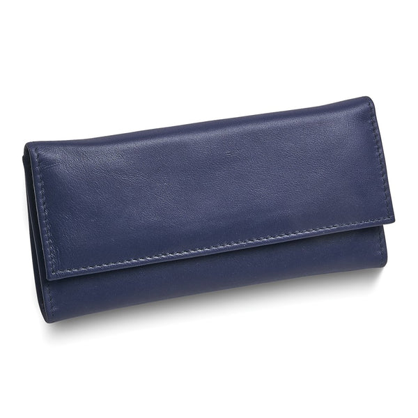 Blue Leather Slim Jewelry Wallet