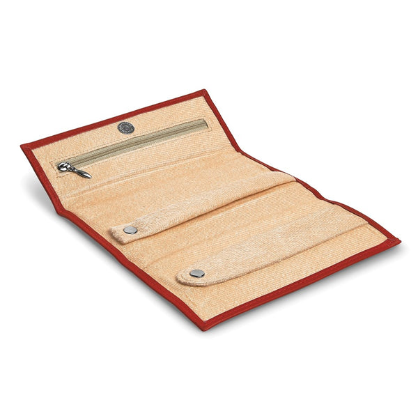 Red Leather Slim Jewelry Wallet