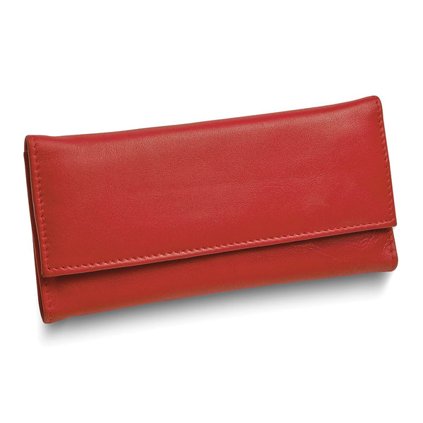 Red Leather Slim Jewelry Wallet