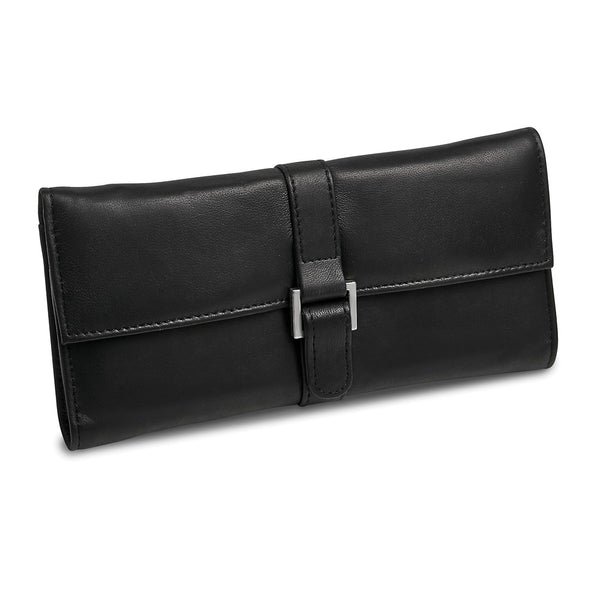 Black Leather Snap Buckle Jewelry Wallet