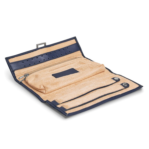 Blue Leather Snap Buckle Jewelry Wallet