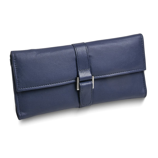 Blue Leather Snap Buckle Jewelry Wallet