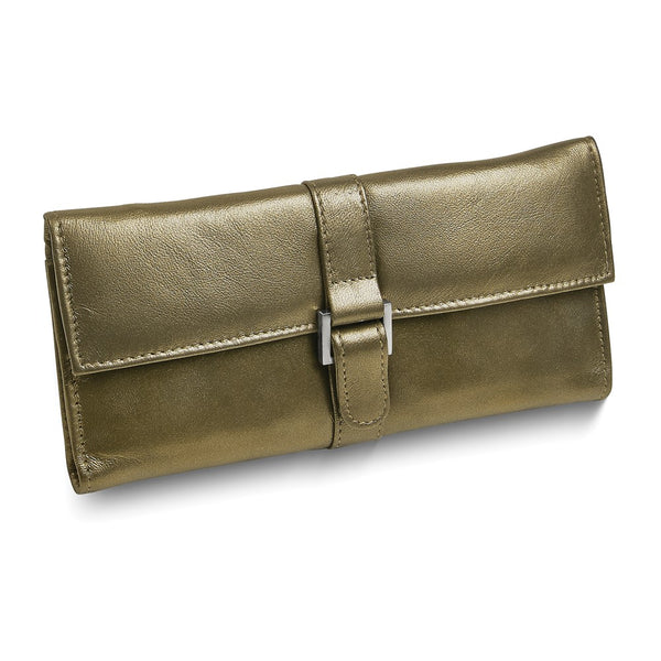 Pewter Leather Snap Buckle Jewelry Wallet