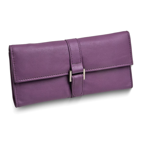 Purple Leather Snap Buckle Jewelry Wallet