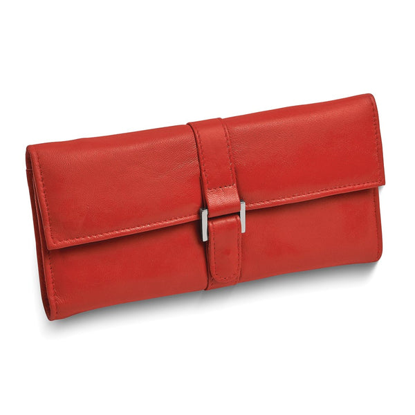 Red Leather Snap Buckle Jewelry Wallet