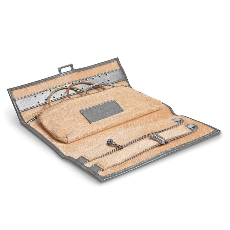 Silver Leather Snap Buckle Jewelry Wallet