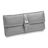 Silver Leather Snap Buckle Jewelry Wallet