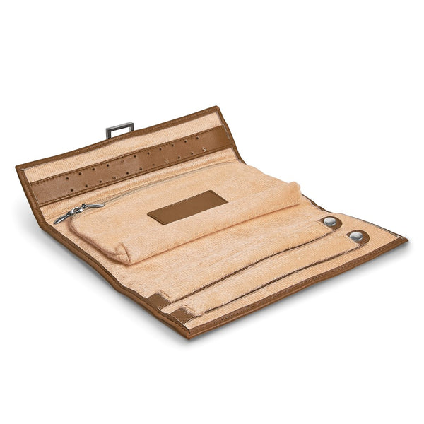 Tan Leather Snap Buckle Jewelry Wallet