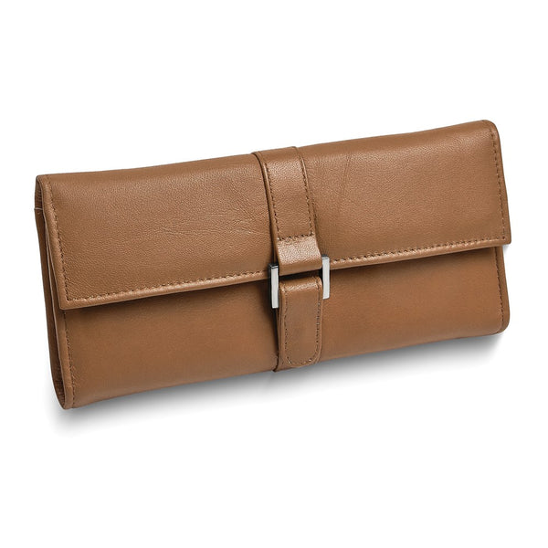 Tan Leather Snap Buckle Jewelry Wallet
