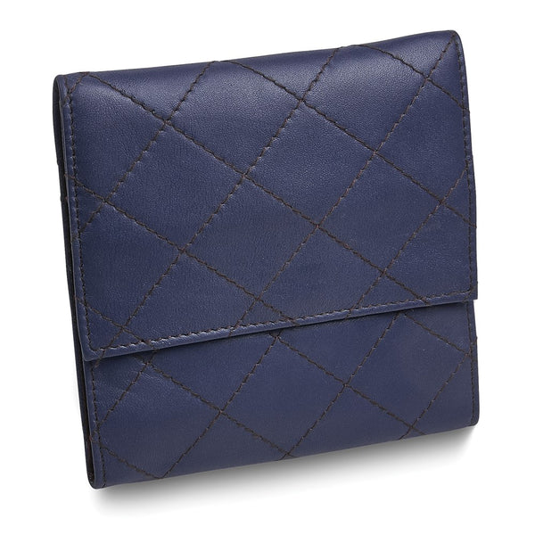 Blue Leather Quilted Jewelry Folder