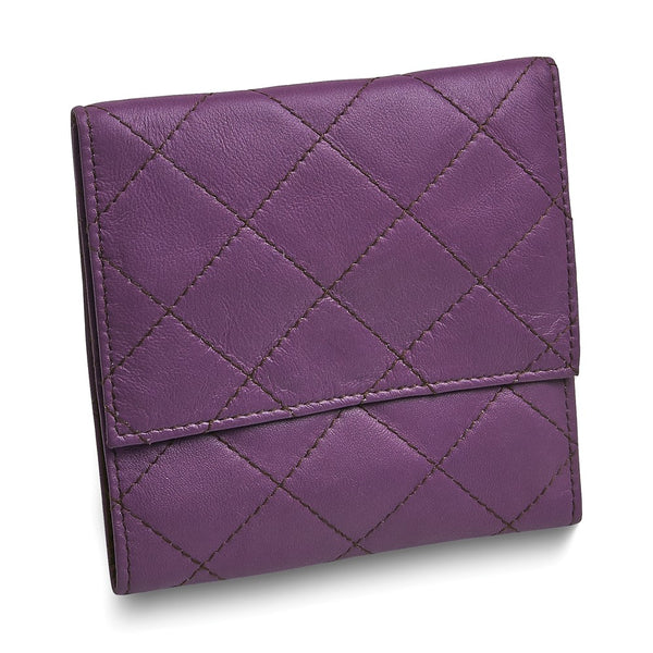 Purple Leather Quilted Jewelry Folder