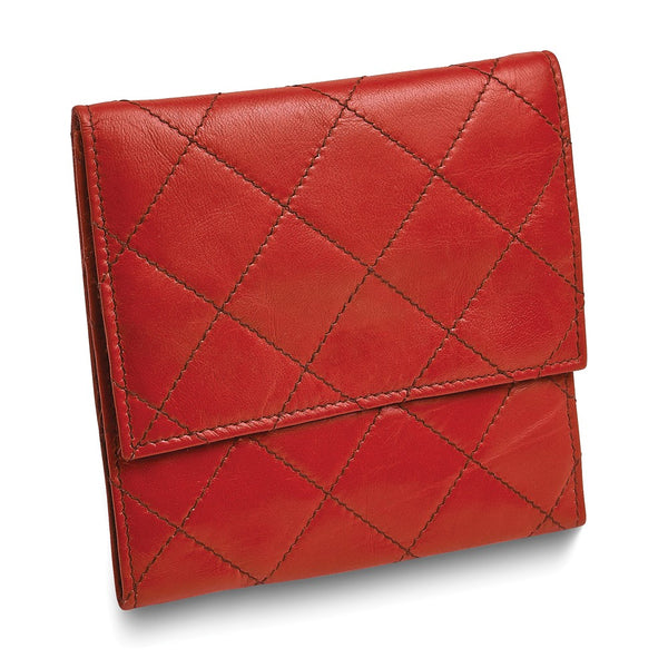 Red Leather Quilted Jewelry Folder