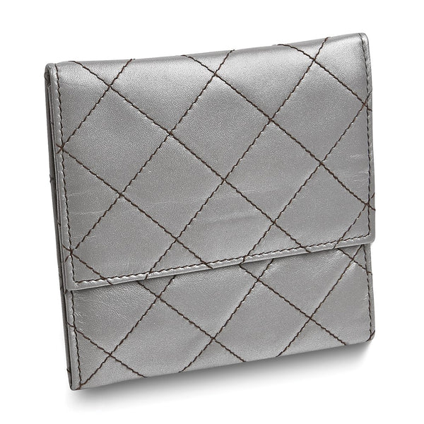 Silver Leather Quilted Jewelry Folder