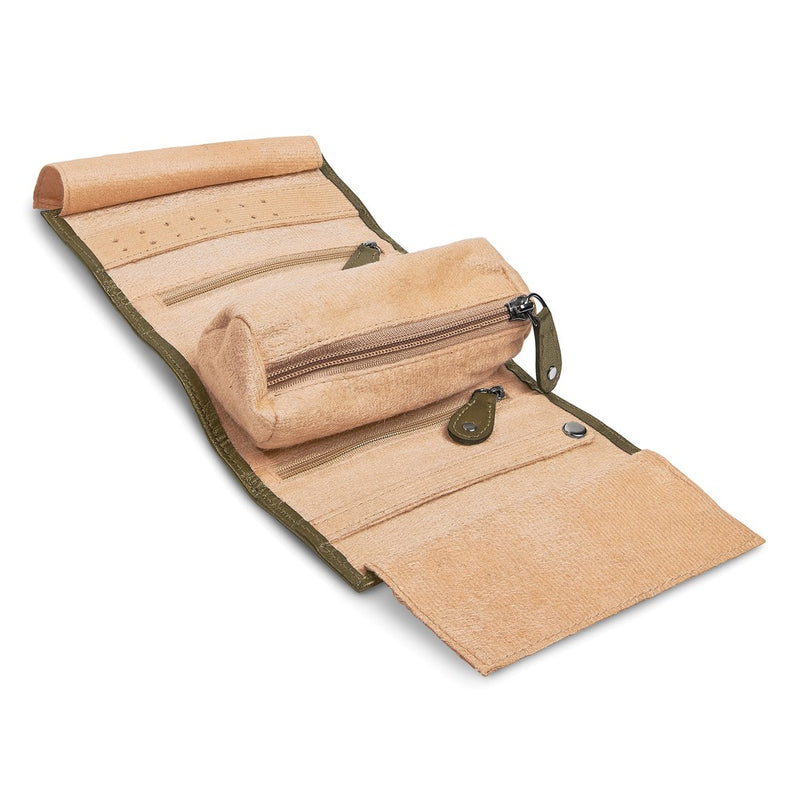 Pewter Leather Tie Jewelry Roll