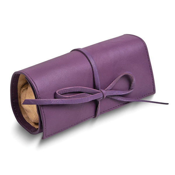Purple Leather Tie Jewelry Roll