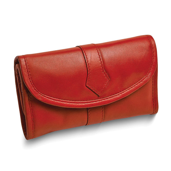 Red Leather Trifold Jewelry Clutch